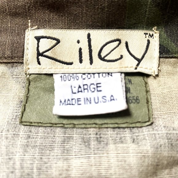 VINTAGE RILEY GREEN CAMO COTTON COMBAT JACKET SIZE: M / L - Picture 9 of 9